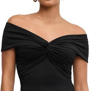 Good American Elegant Black Off-Shoulder Women's Top